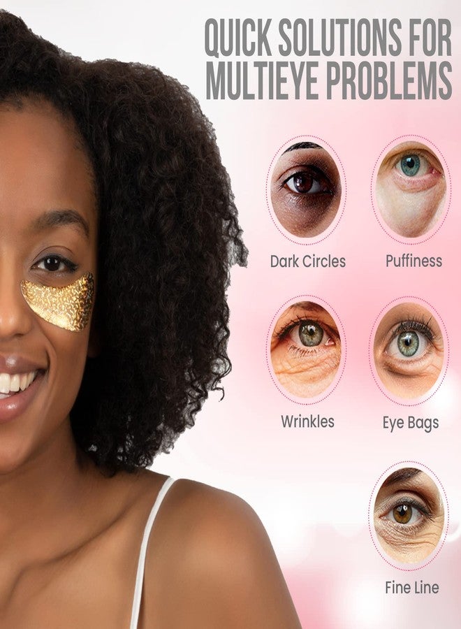 MISS SPA Under Eye Patches Brightening De-Puffing Eye Masks with Caffeine B3 Vitamins, Hydrating Eye Masks for Wrinkles Fine Lines Gold Under Eye Patches Skin Care, Dermatologist Tested (4 pairs) - Image 2